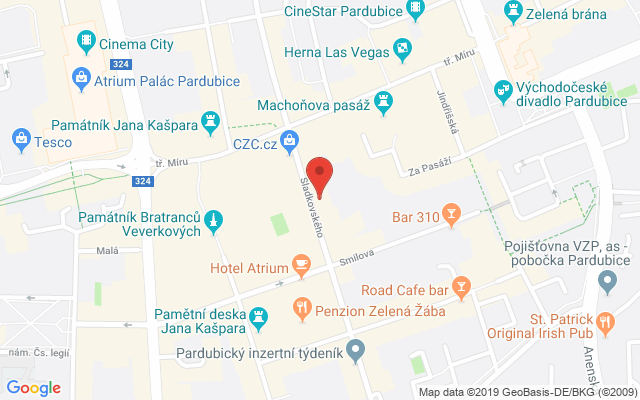 Google map: Sladkovského 486, 530 02 Pardubice