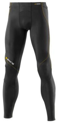 Skins Bio A400 Mens Black/Yellow Long Tights - kompresní kalhoty - jen vel. XS
