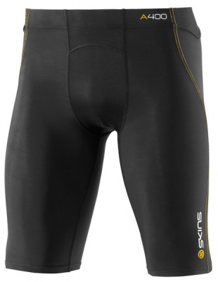 Skins Bio A400 Mens Black/Yellow Half Tights - pouze XXL