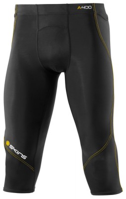 Skins Bio A400 Mens Black/Yellow 3/4 Tights - kompresní kalhoty