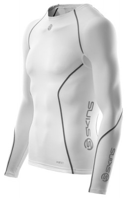 Skins Bio A200 Mens White long sleeve top - kompresní triko