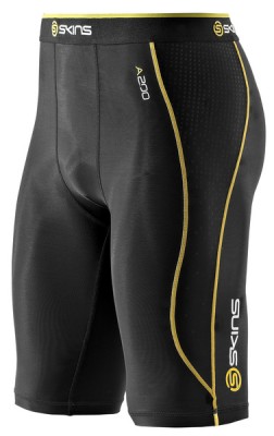 Skins Bio A200 Mens Black half tights - kompresní šortky