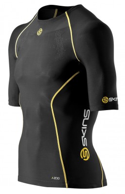 Skins Bio A200 Mens Black short sleeve top - kompresní triko - jen vel. XXL