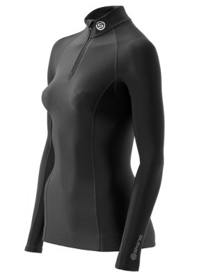 Skins Bio A200 Womens Black Thermal Long sleeve mck nck zipper - kompresní termální tričko