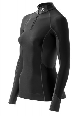 Skins Bio S400 - Thermal Womens Black/Graphite/White L/S MckNeck w zip - kompresní termální tričko