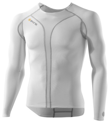 Skins Cycle  Mens White/Grey Comp Baselyr L/S Top - pouze vel. S a XS