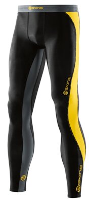 Skins DNAmic Mens Long Tights Black/Citron - kompresní kalhoty - jen vel. M.