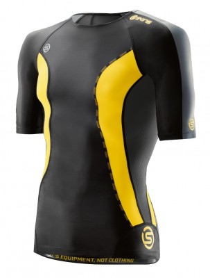 Skins DNAmic Mens Top Short Sleeve Black/Citron - kompresní triko