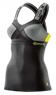 Skins DNAmic Womens Tank Top Black/Limoncello - kompresní tričko