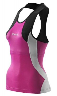 Skins TRI 400 Womens Black/Orchid Racer back top