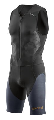 Skins TRI 400 Mens Black/Carbon Skinsuit w Front Zip