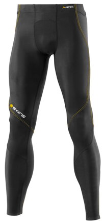 Skins Bio A400 Mens Black/Yellow Long Tights - kompresní kalhoty - jen vel. XS