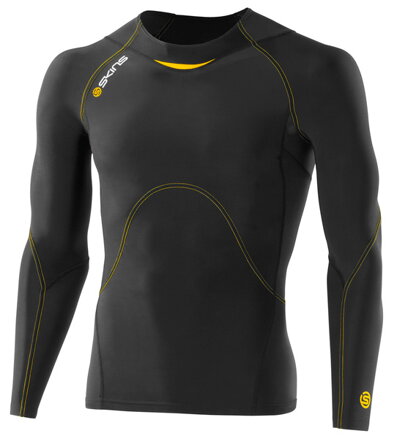 Skins Bio A400 Mens Black/Yellow Top Long Sleeve - kompresní tičko - jen vel. S