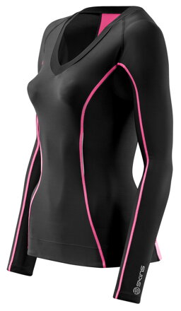 Skins Bio A200 Womens Black/Pink Top Long  Sleeve