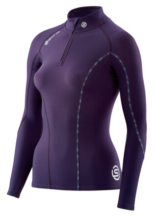 Skins DNAmic Thermal Women's Compression L/S Mock Neck with zip Blackberry/Violet - kompresní termální tričko - pouze vel. S