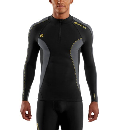 Skins DNAmic Thermal Men's Compression L/S Mock Neck with zip Black/Charcoal
