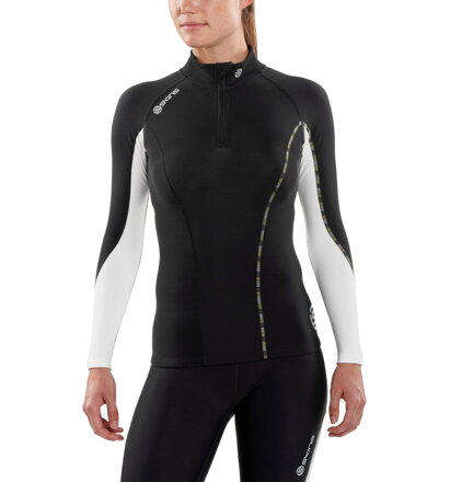 Skins DNAmic Thermal Women's Compression L/S Mock Neck with zip Black/Cloud - kompresní termální tričko - jen vel. XL