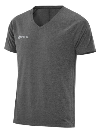 SKINS Plus Vector V Neck Mens Short Sleeve Tee Black/Marle - pouze vel. XL